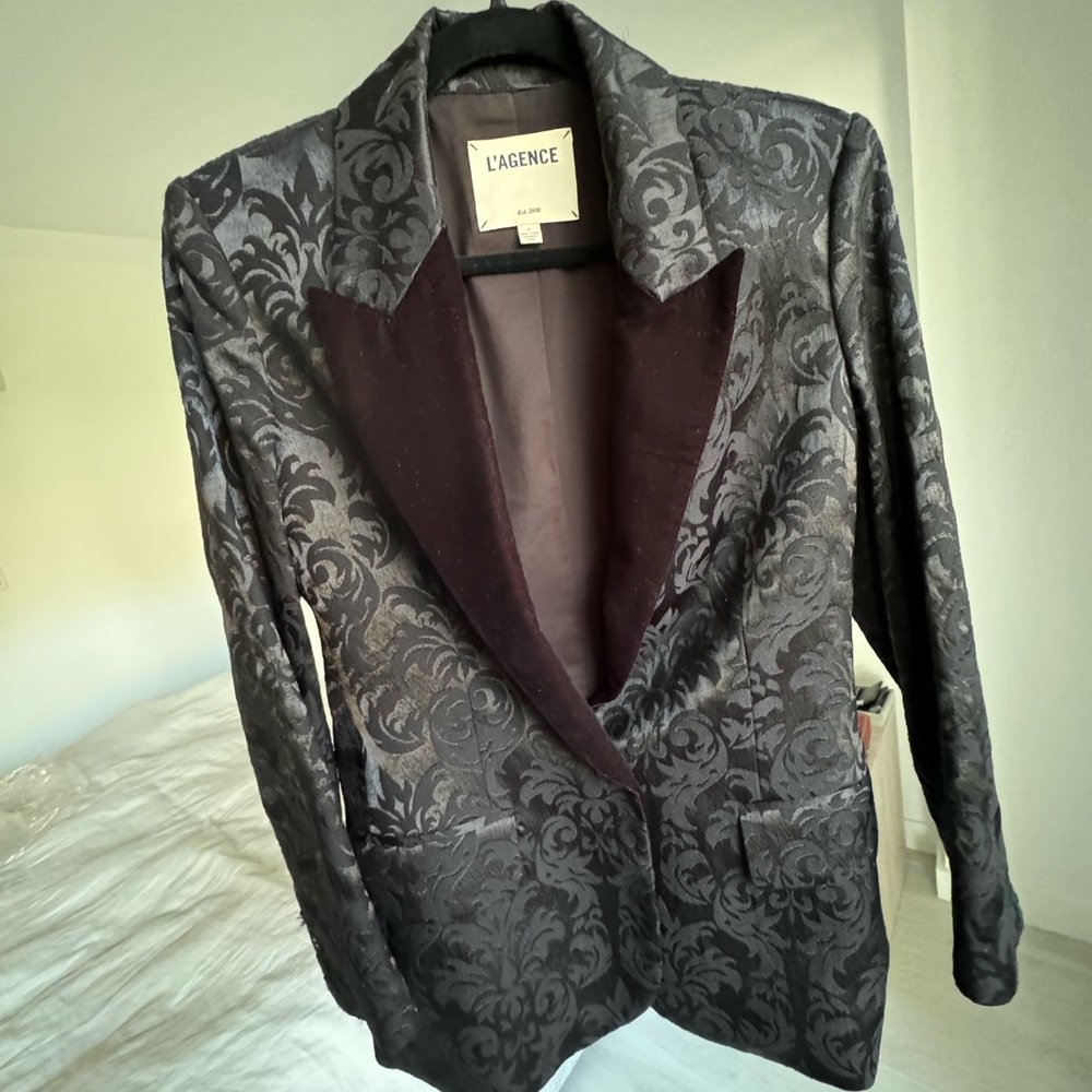 L'agence Black Patterned Blazer - image 1